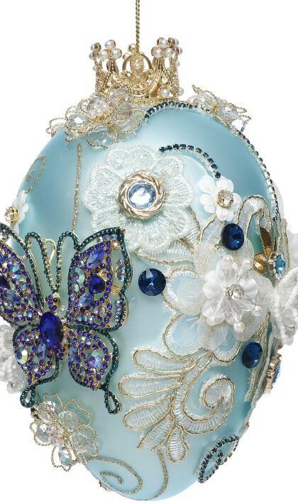 Faberge Jewel Egg Ornament, Turquoise- 7 Inches, 36-61308