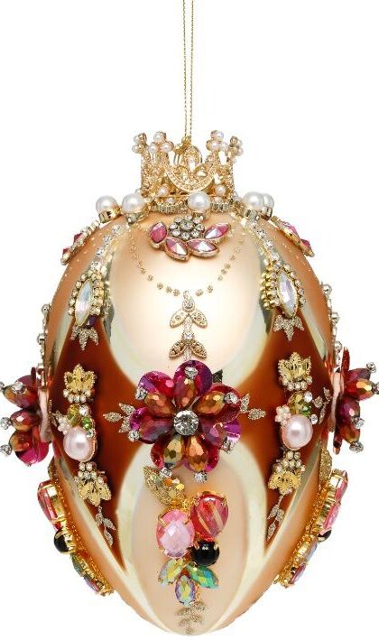 Faberge Jewel Egg Ornament , Gold/Brown - 7 Inches 36-61476