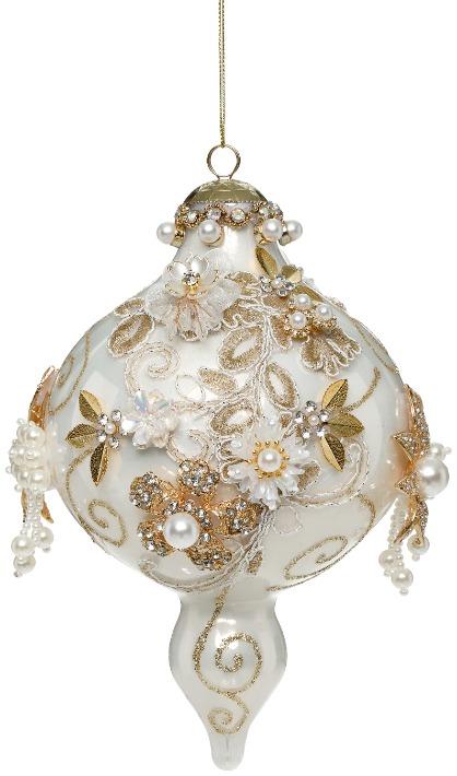 Kings Jewel Extra Fancy Finial Ornament, White- 8 Inches 36-61512