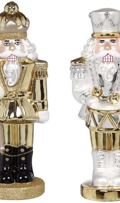 Gold and White Nutcracker Band 9 and 10 Inches Tall Set of 2 - FREE SHIPPING