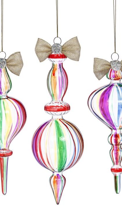Peppermint Medley Ornament, Assortment of 3 - 9-10 Inches, Set of 12