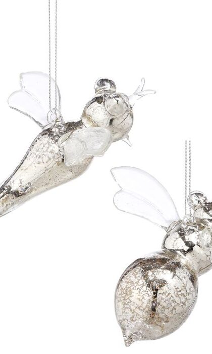 Crystal Bee and Dragonfly Ornament, Assortment of 2 - 4-5 Inches, Set of 6