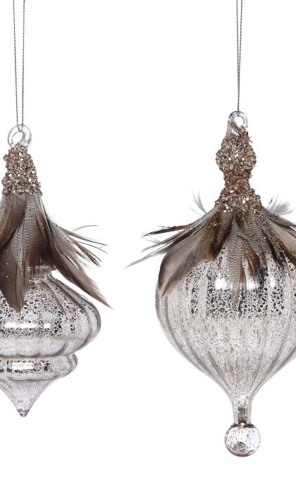 Feathered Drop, Assortment of 2 - 7-8 Inches, Set of 6