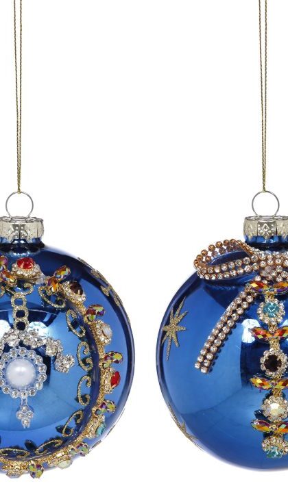 Fancy Ball Ornament, Assortment of 2 - 4 Inches, Set of 6