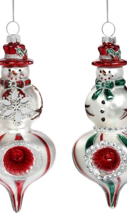 Snowman Peppermint ornament, Assortment of 2 - 6 Inches, Set of 12