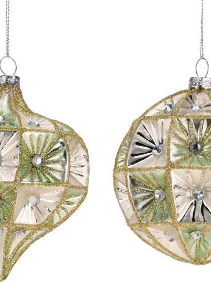 Vintage Jewel Ornament, Assortment of 2 - 4 Inches, Set of 6