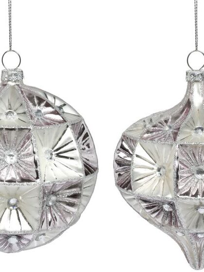 Vintage Jeweled Ornament, Assortment of 2 - 4 Inches, Set of 6