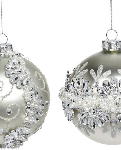 Fancy Pearled Diamond Ornament, Assortment of 2 - 4 Inches, Set of 6