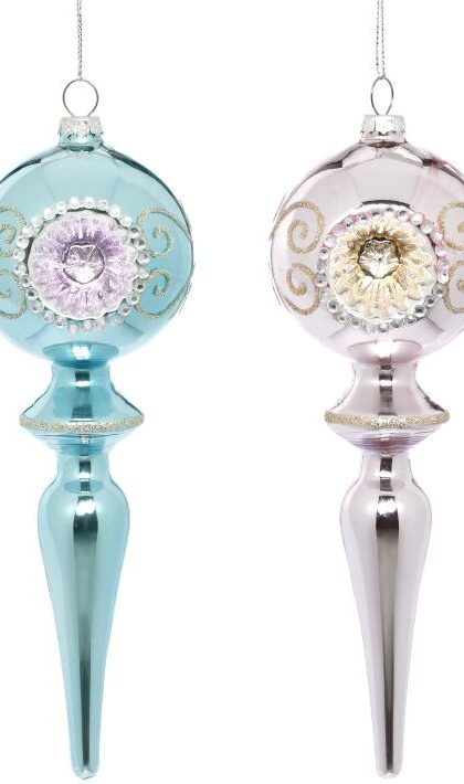 Retro Finial Ornament, Assortment of 2 - 8 Inches, Set of 12