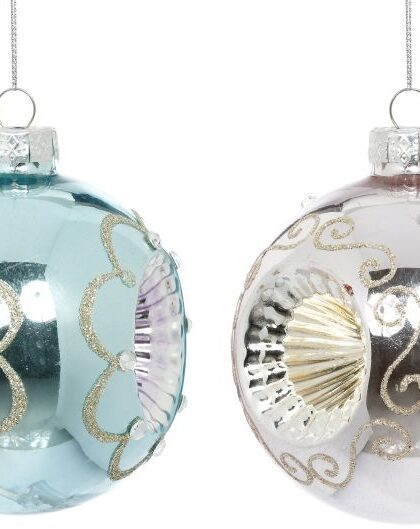Retro Ball Ornament, Assortment of 2 - 4 Inches, Set of 6