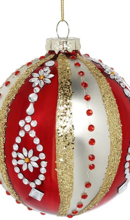 Dia Jeweled Ball Ornament - 4 Inches, Set of 6
