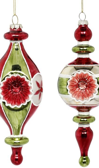 Candied Finial Ornament, Assortment of 2 - 8 Inches, Set of 12