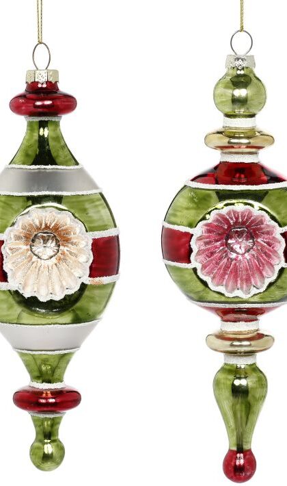 Candied Finial Ornament, Assortment of 2 - 8 Inches, Set of 12