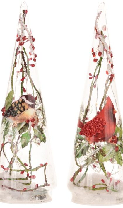 Berry Cardinal Lighted Table Top,  - 11 Inches, Set of 2
