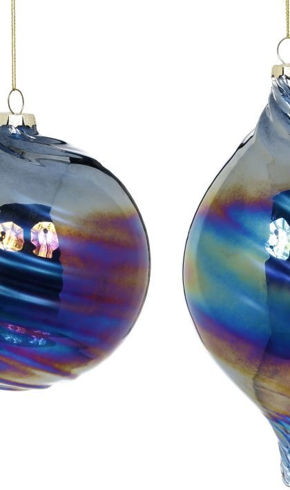 Swirl Ball Tear Drop Ornament, Large, Assortment of 2 - 5 Inches, Set of 6