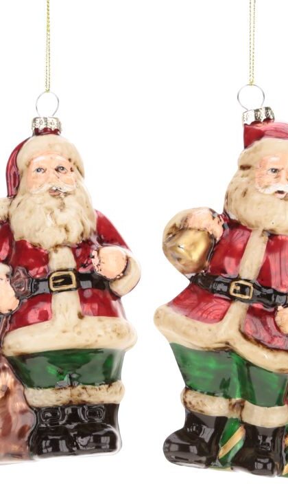 Vintage Santa Ornament,  - 6 Inches, Set of 4