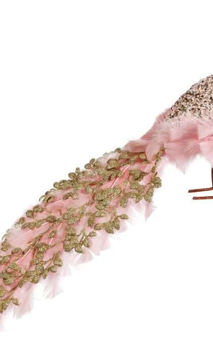 Pink And Gold Peacock 11 Inches - FREE SHIPPING