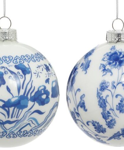 Delft Flower Ornament, Set of 2 - 4 Inches