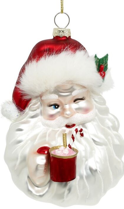 Coffee Santa Ornament - 5.5 Inches