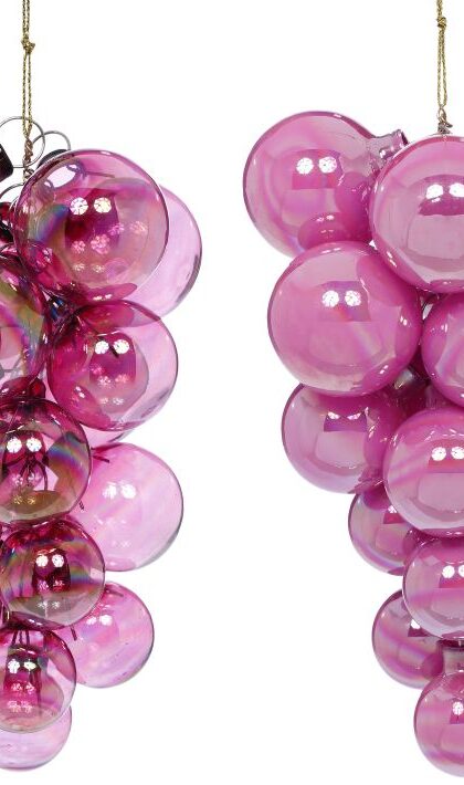 Pearl Grape Cluster Ornament, Assortment of 2 - 9 Inches, Set of 6