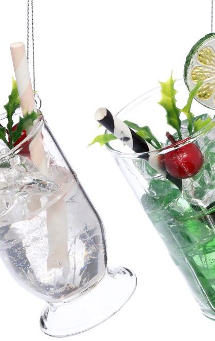 Cocktail Glass Ornament, Assortment of 2 - 4 to 5 Inches, Set of 6