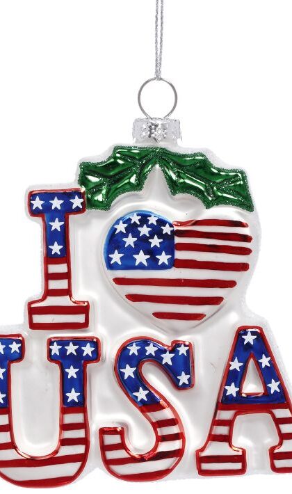 Patriotic I Love USA Ornament - 4 Inches, Set of 6