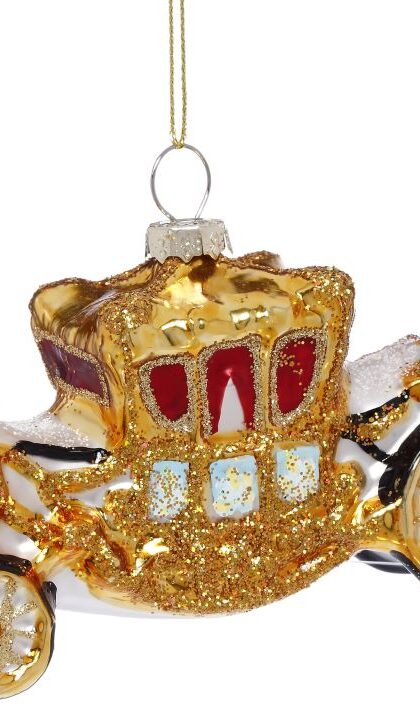 Gold Carriage Ornament - 3 Inches, Set of 6