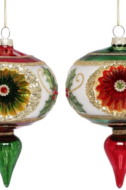 Holly Berry Finial Ornament, Assortment of 2 - 7 Inches, Set of 6