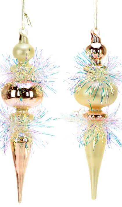 Iridescent Pastel Icicles Ornament, Assortment of 2 - 9.5 Inches, Set of 6