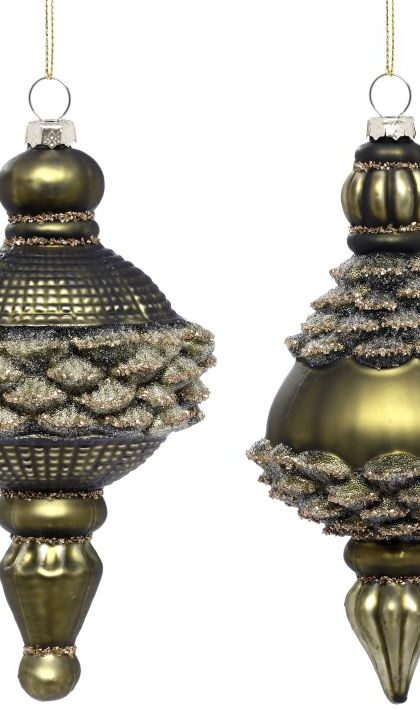 Antique Drop Ornament, Assortment of 2 - 6.5 Inches, Set of 6