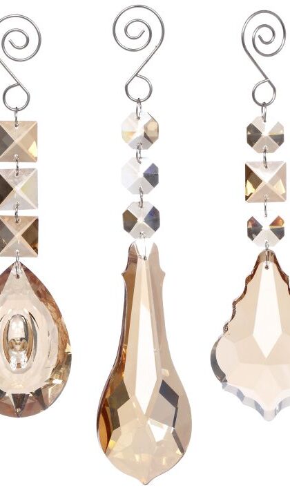 Crystal Drop Ornament, Assortment of 3 - 8 Inches, Set of 6