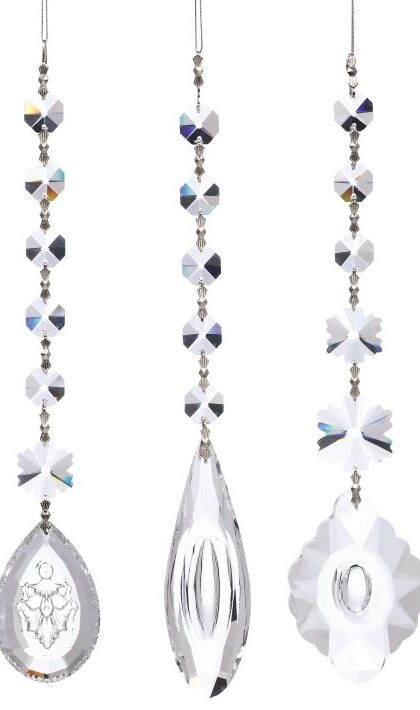 Jewel Crystal Drop Ornament, Assortment of 3 - 11 Inches, Set of 6
