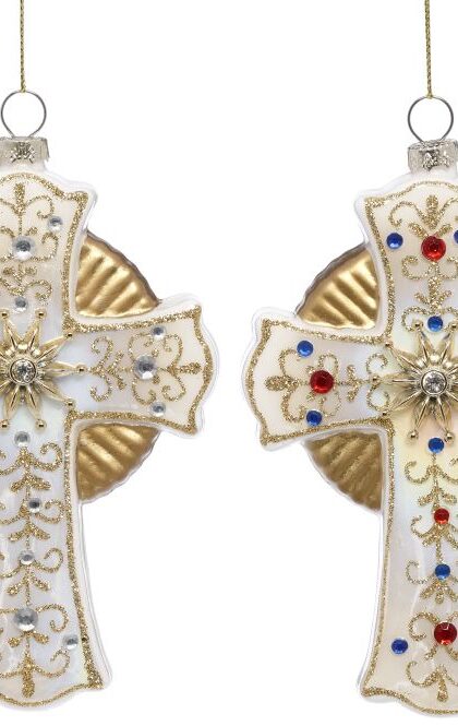 Bejeweled Cross Ornament, Assortment of 2 - 6 Inches, Set of 6