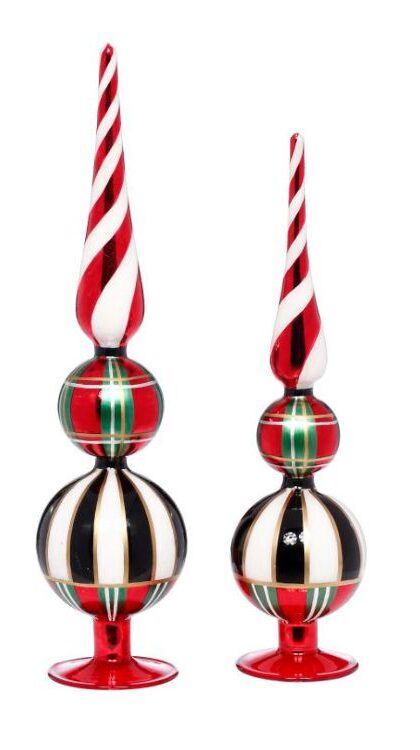 Striped Twist Finial, Set of 2 - 12 & 16.5 Inches