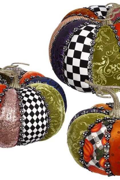 Couture Pumpkin, Set of 3- 7 to 8.5 Inches
