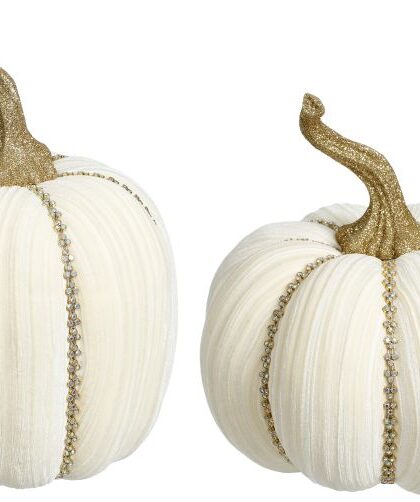 Jeweled Pumpkin, Ivory, Assortment of 2 - 8-9 Inches, 39-43588