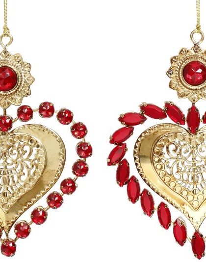 Jeweled Heart Ornament of 2 - 4 Inches, Set of 12