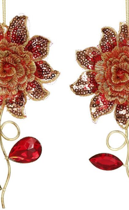 Jeweled Sunflower Ornament, Assortment of 2 - 5 Inches, Set of 12