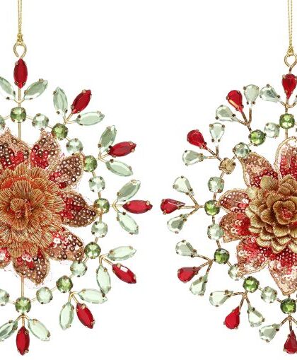 Jeweled Snowflakes Ornaments, Assortment of 2 - 5 Inches, Set of 6