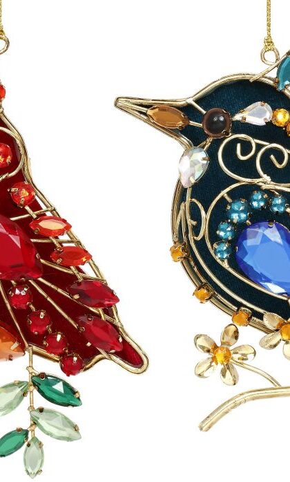 Jeweled Cardinal Ornament, Assortment 2 - 4.5 Inches, Set of 8