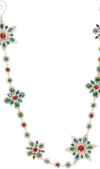 Vintage Jeweled Snowflake Garland -  36 Inches