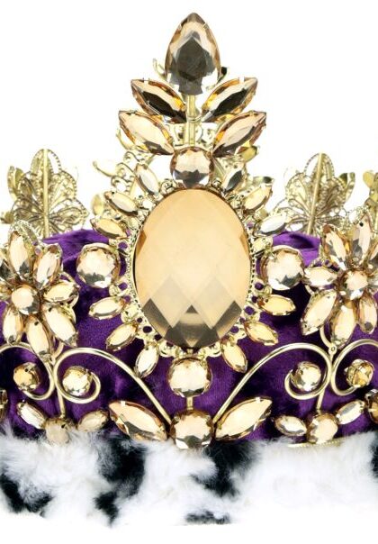 Jeweled Queen Crown, Purple - 7.5 Inches