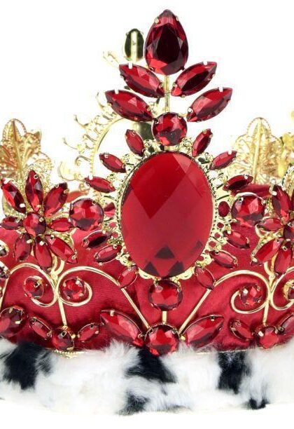 Jeweled Queen Crown, Red - 7.5 Inches, 39-54922,  (*Free Shipping)