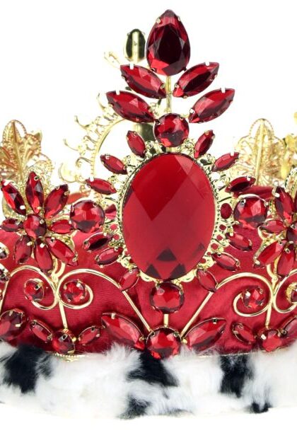 Jeweled Queen Crown, Red - 7.5 Inches