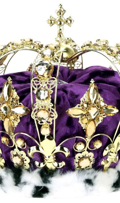 Jeweled King Crown, Purple - 8.5 Inches