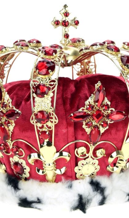 Jeweled King Crown, Red - 8.5 Inches