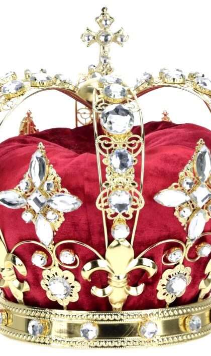 Jeweled King Crown, Red/Silver - 8.5 Inches, 39-54932,  (*Free Shipping)