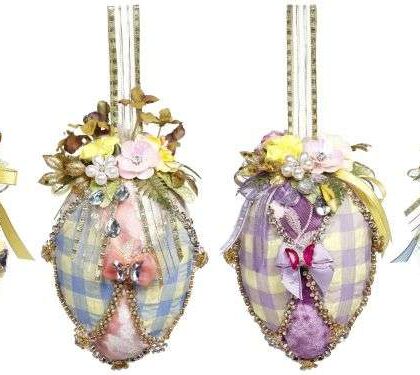 4 Plaid Easter Egg Ornaments, Free Shipping