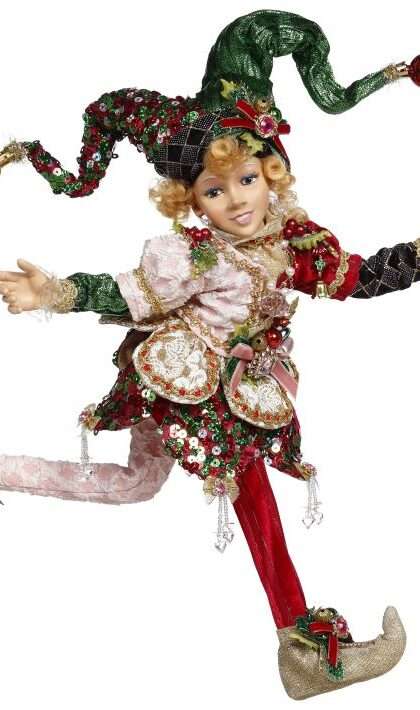 North Pole Jester Elf Girl, Medium - 16.5 Inches (Free Shipping)