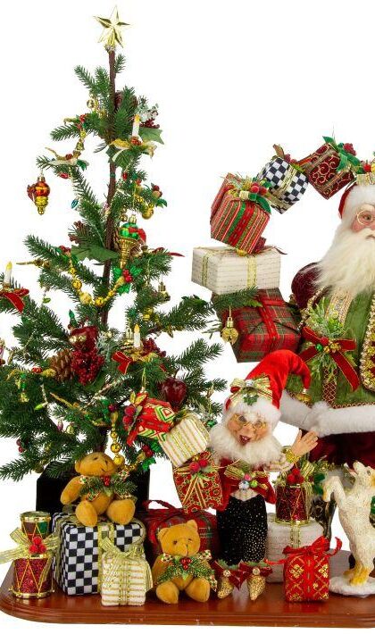 Santa and Elf Delivering Present - 34.5 Inches, 51-23862 FREE SHIPPING